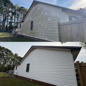 Before and after pressure washing