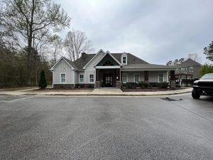 HOA Pool building power washed