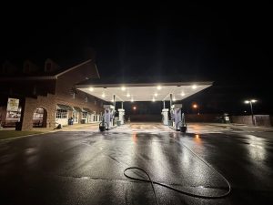 Gas station washed