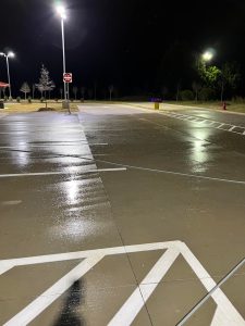 Washed and cleaned parking lot