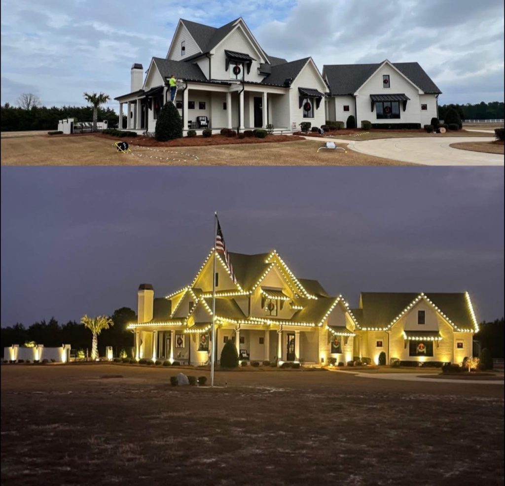 holiday lights before and after